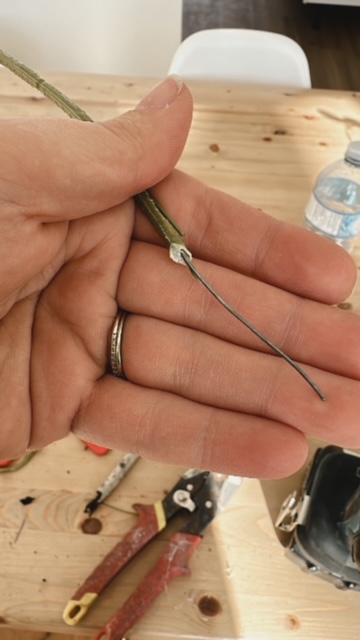 Metal rod of artificial olive tree stem