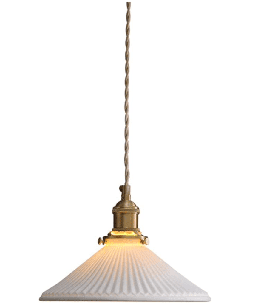 Ribbed ceramic pendant light