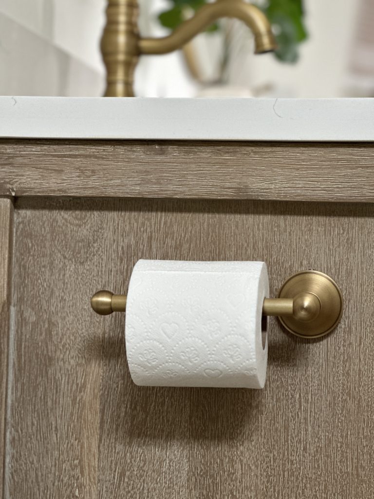 Master bathroom toilet paper holder