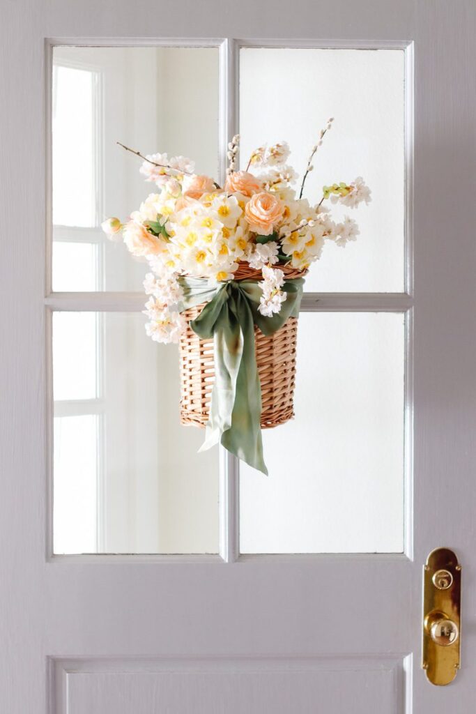 spring door basket wreath