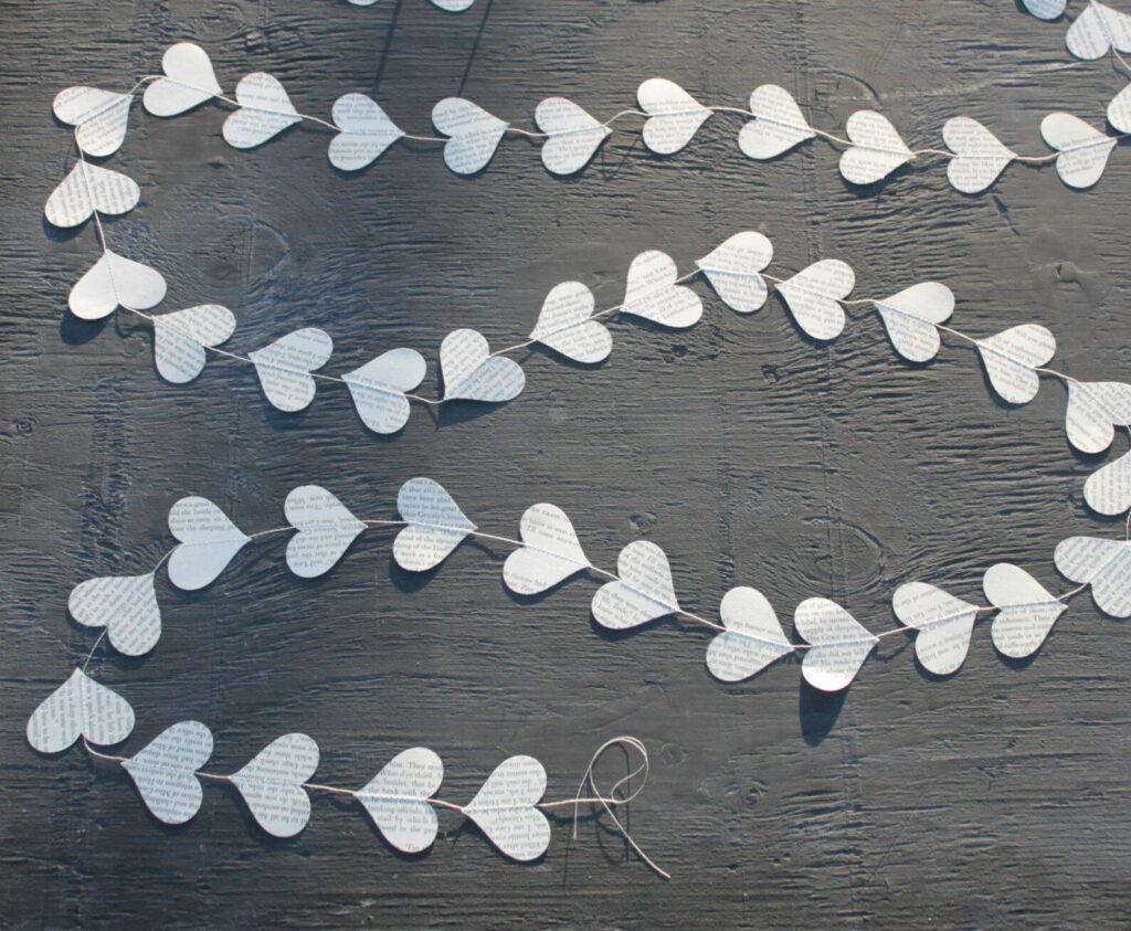 paper heart garland for valentines day decor