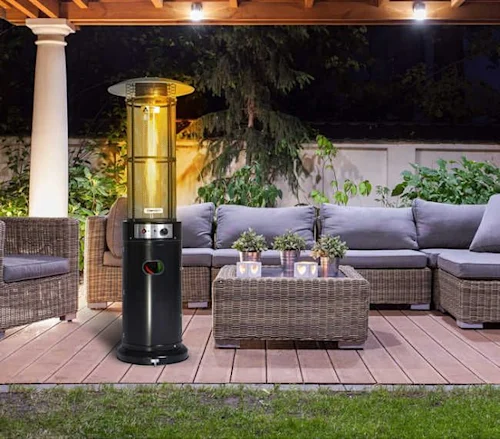 Outdoor seating with patio heater