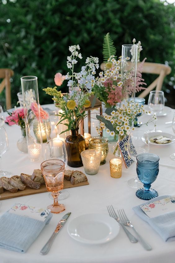 Wildflowers on mothers day table setting