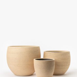 tan fibrestone pots