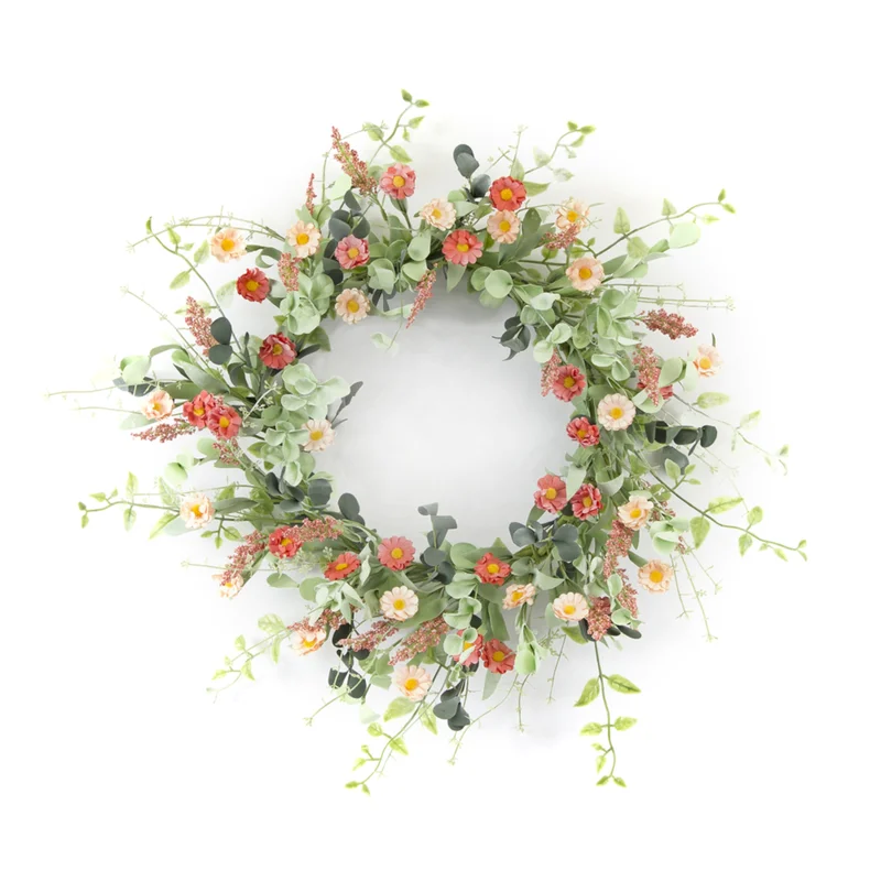 Wreath with different kind of daisies 
