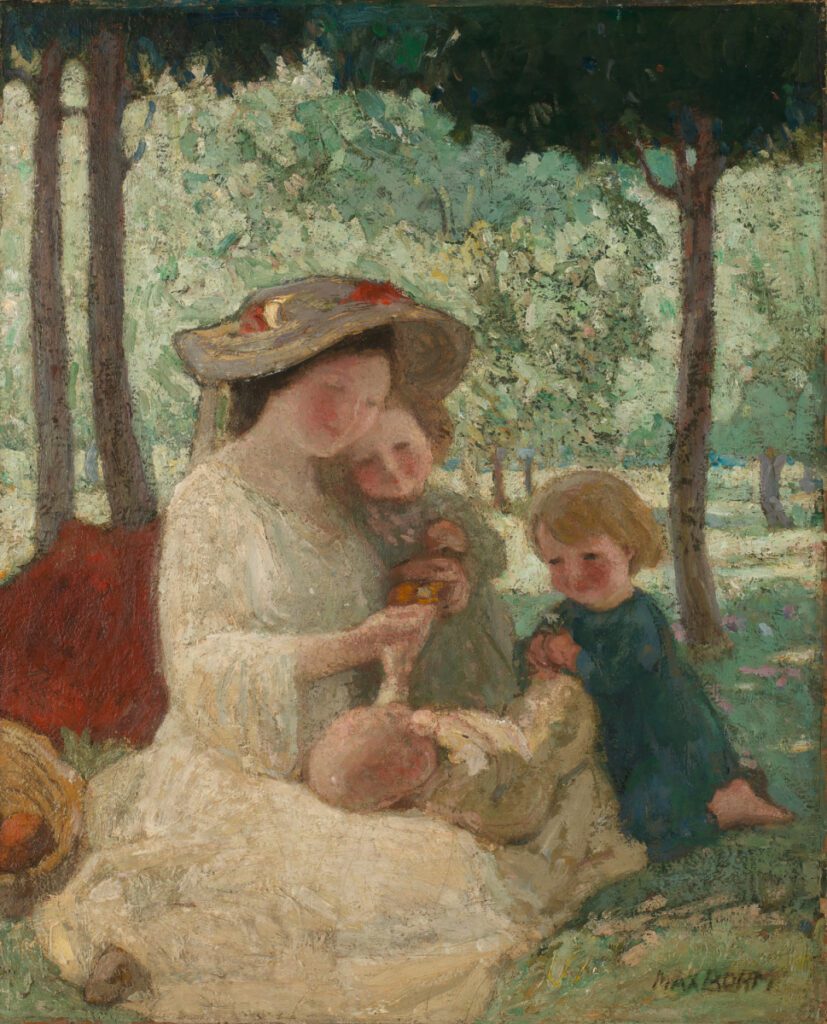 vintage painting of mother with child