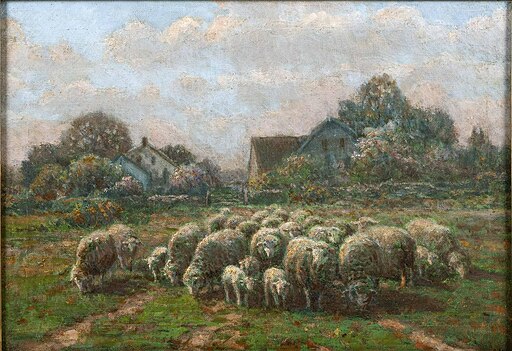 vintage sheep painting