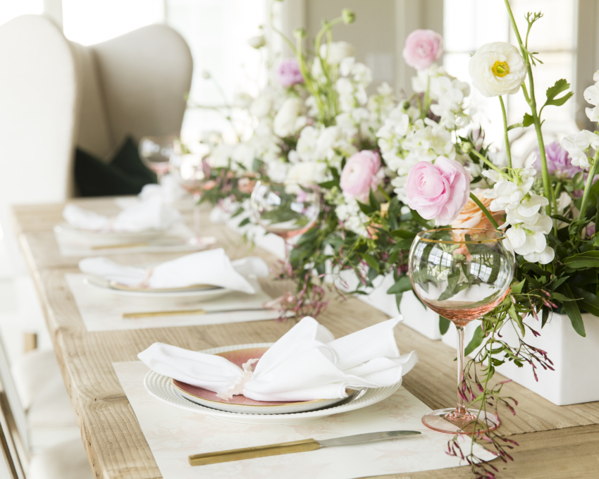 Fresh flowers on Mother's Day table