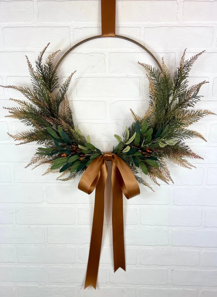 Hoop wreath with cedar and olive twigs