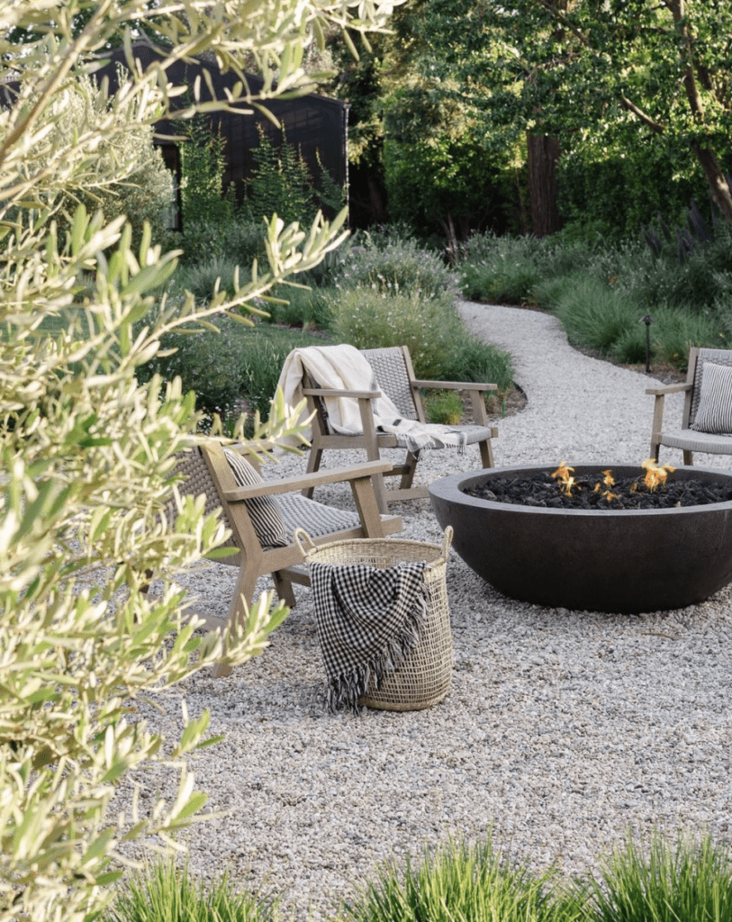 Outdoor fireplace with seating