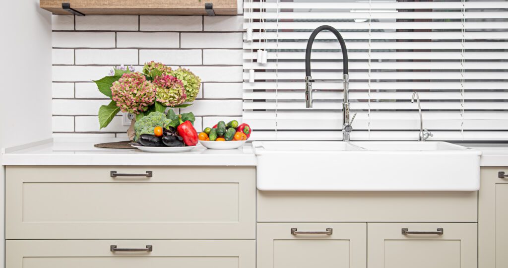 Subway tile in kitchen