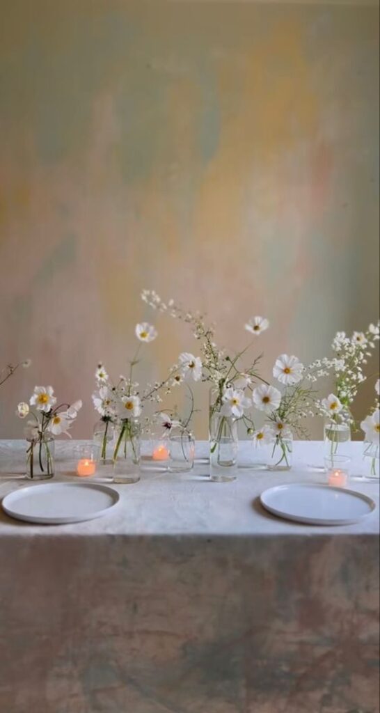 White poppies table setting