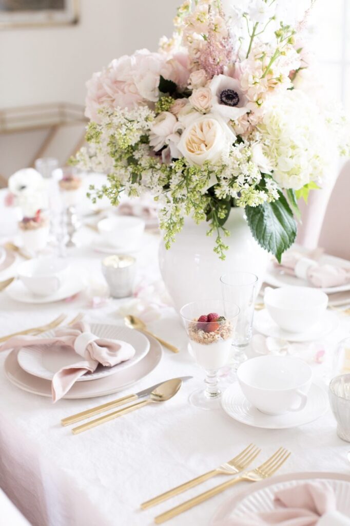 pink Mother's Day table setting
