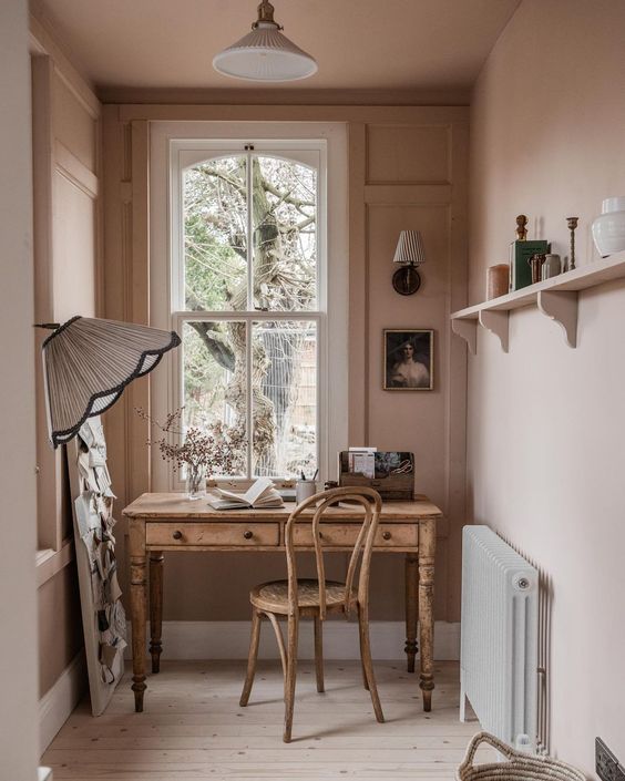 Soft pink room with vintage touches