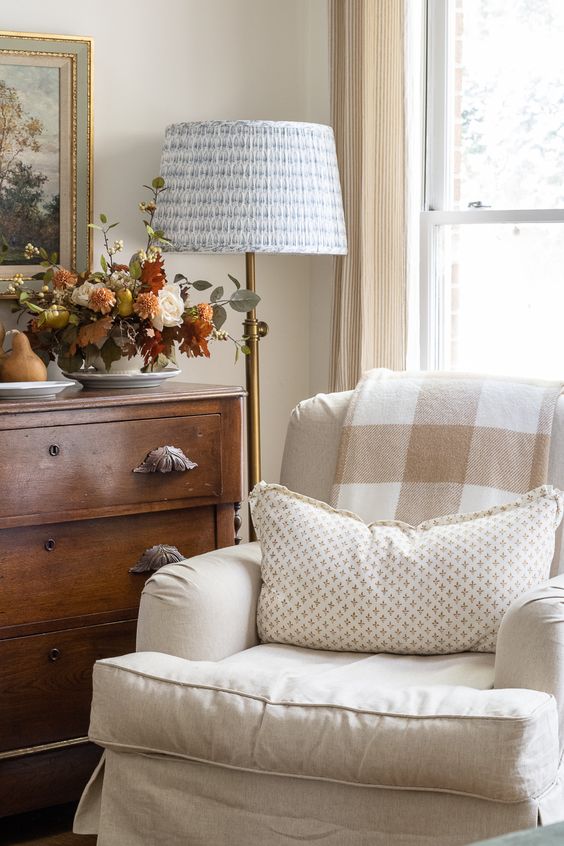 cozy English cottage living room corner