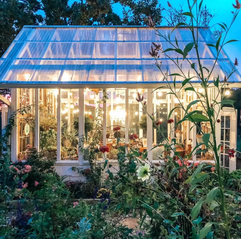 white charming greenhouse