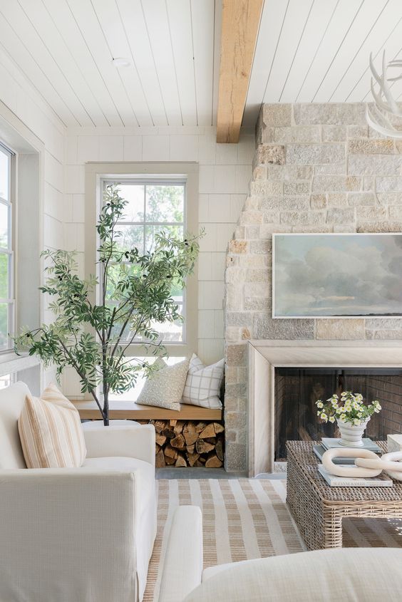 Living room with fireplace