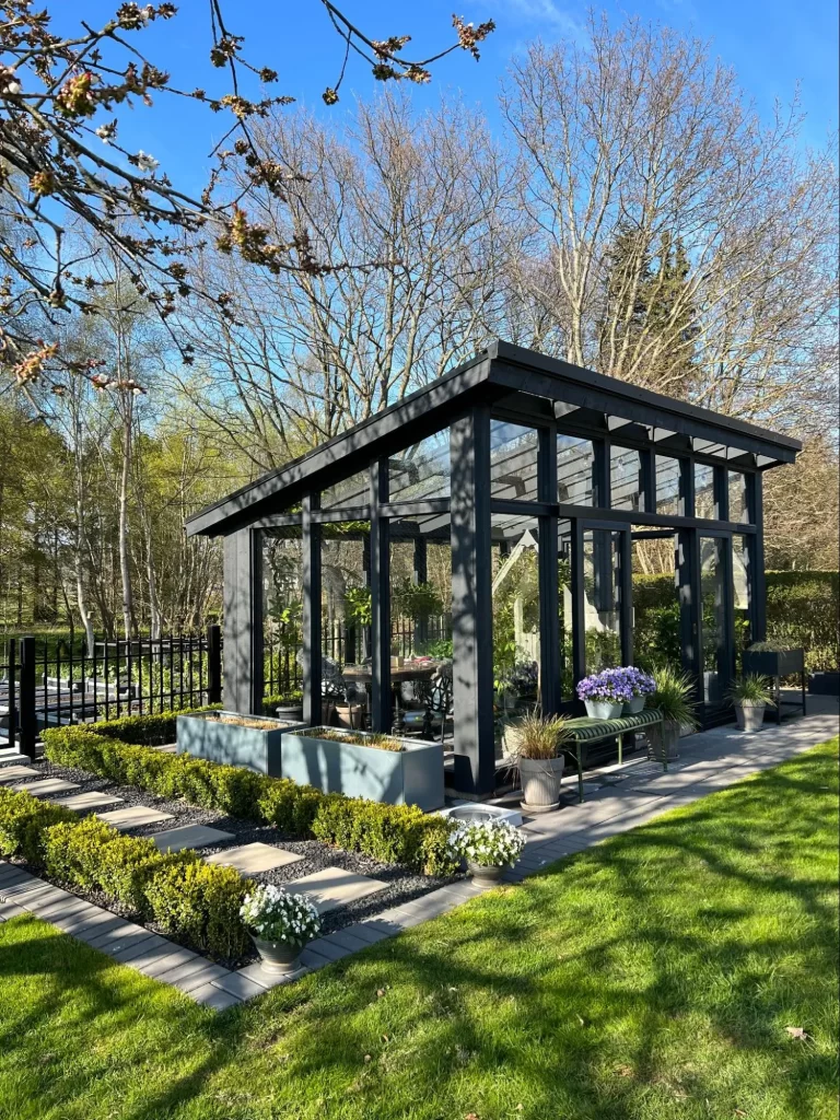 modern black greenhouse