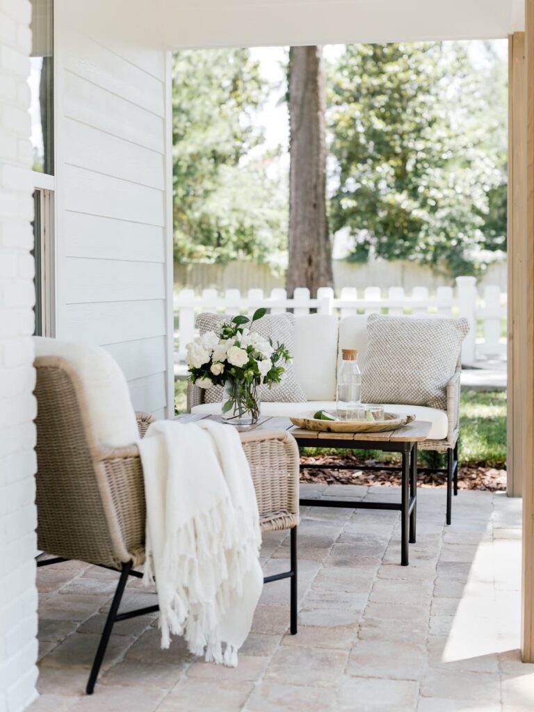 Conversation seating on front porch