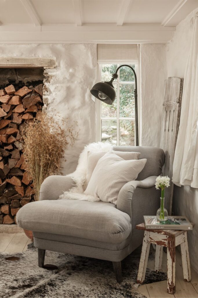 Reading nook in English cottage