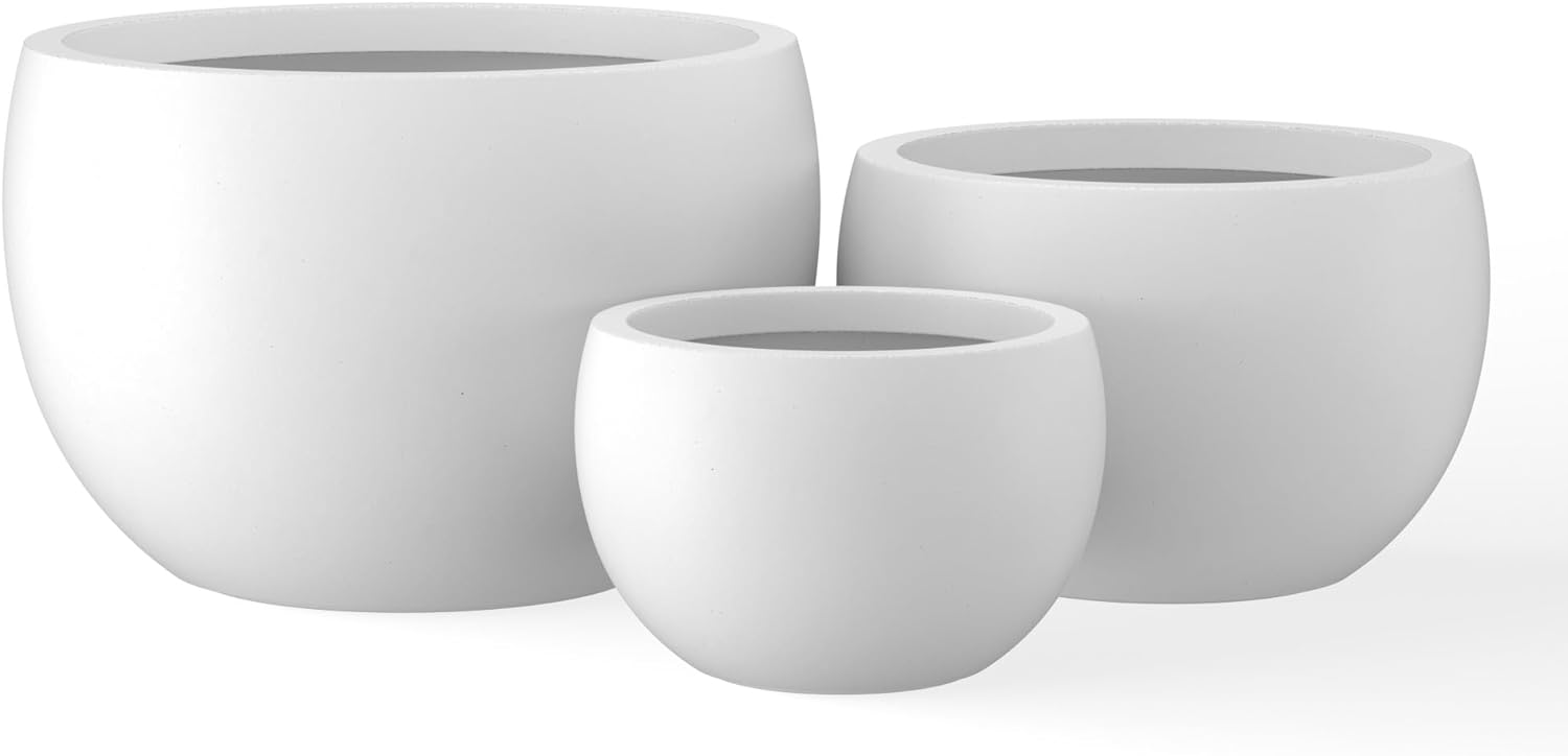 White rounded planters