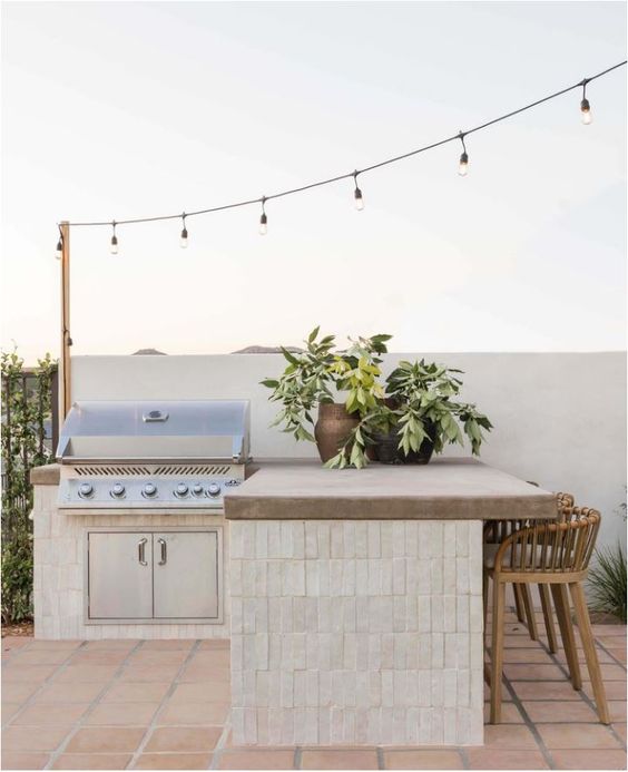 outdoor kitchen and grill station.