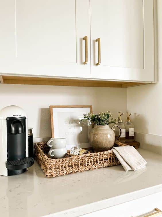 Tray on kitchen counter